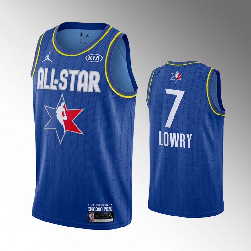 Men Toronto Raptors 7 Lowry Blue 2020 All Star NBA Jerseys